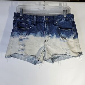 Womans Gap 1969 Slim Cut Offs Distressed Bleach dipped Size 27